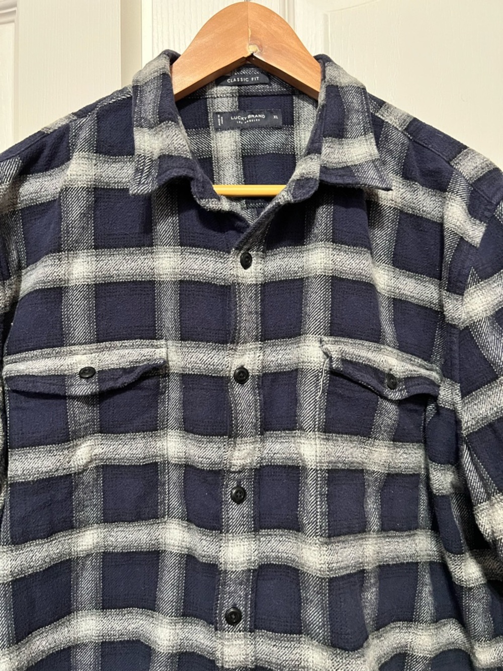 Lucky Brand Navy & Gray Plaid Shirt Jacket